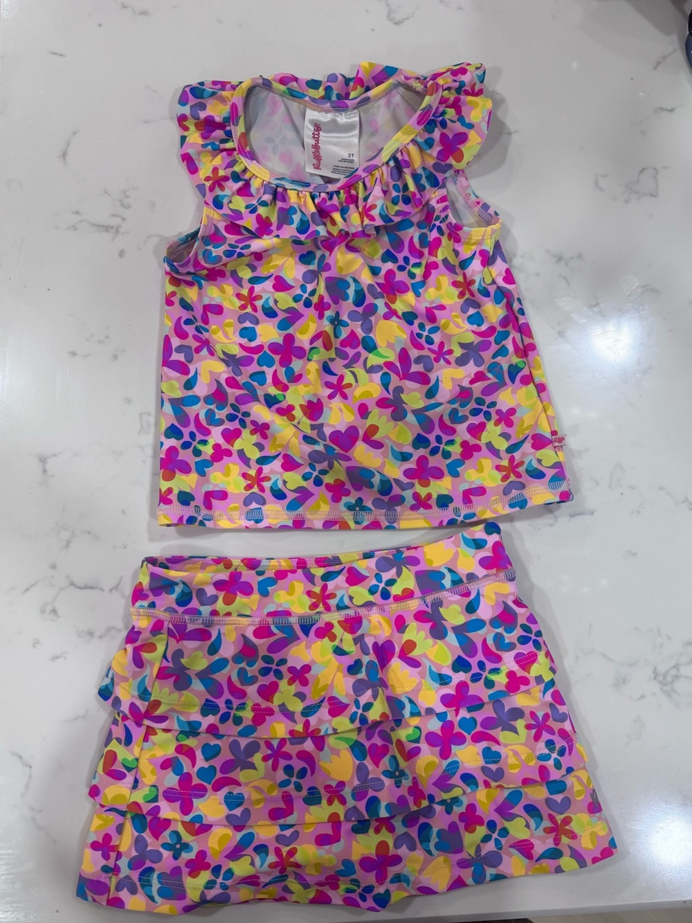 Girls Floral Ruffle Tank with Pink Shorts